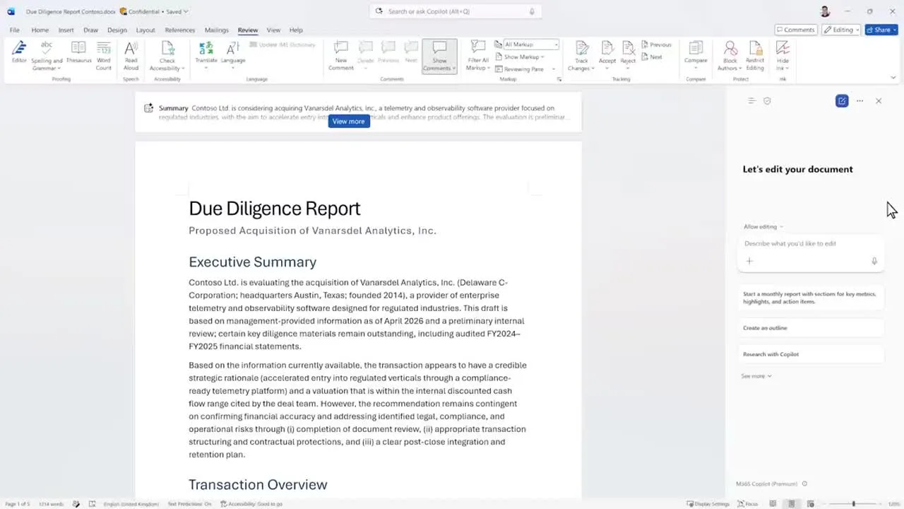 Original video poster: Microsoft Copilot for Word now tracks changes and leaves comments inside documents