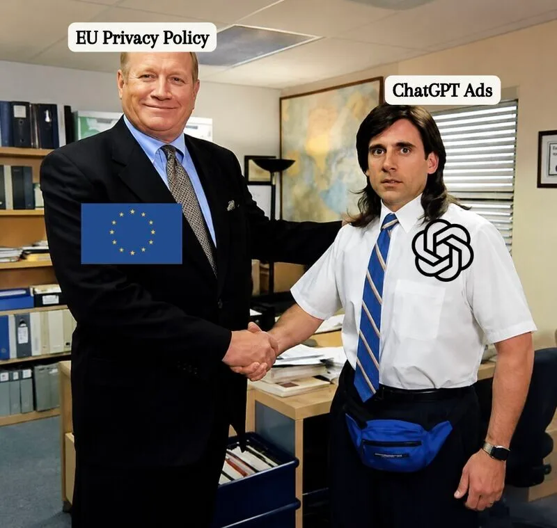 Original newsletter image: ChatGPT Ads prepare for the EU with an updated privacy policy