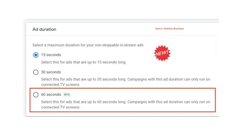Original newsletter image: Non-skippable in-stream ads extend to 60 seconds in beta