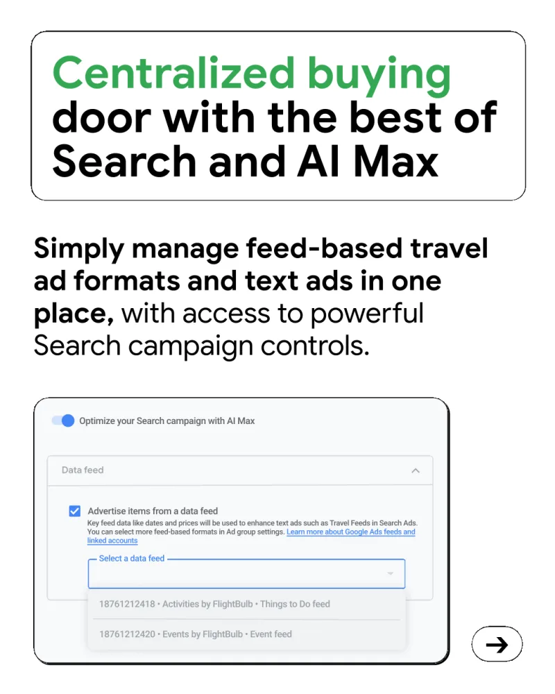 Original newsletter image: Search campaigns for Travel open a beta for things to do and events