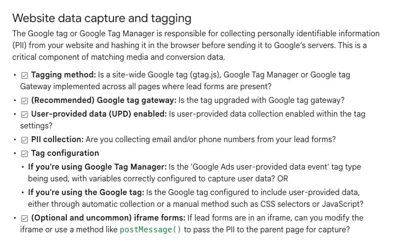 Original newsletter image: Google publishes official enhanced conversions for leads implementation checklist