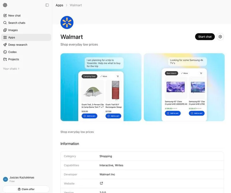 Original newsletter image: Walmart reports ChatGPT-integrated checkout converted three times worse than click-out