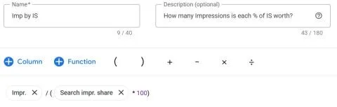 Original newsletter image: Track brand demand with an impressions-per-impression-share custom column