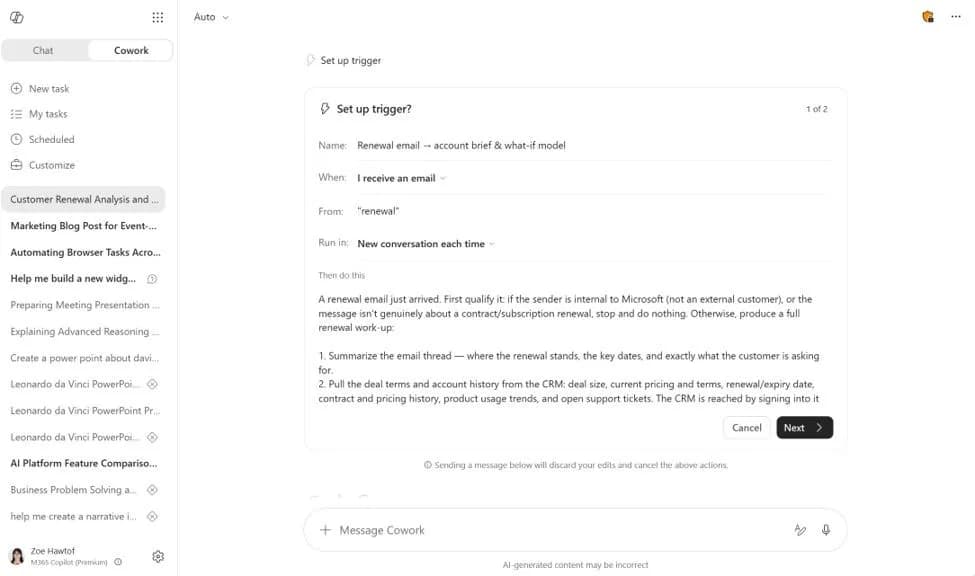Original newsletter image: Copilot Cowork adds event triggers and browser automation.