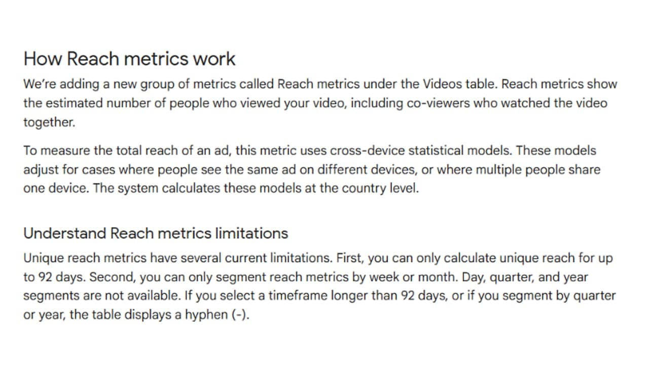 YouTube Creator Partnerships guidance for modelled unique reach