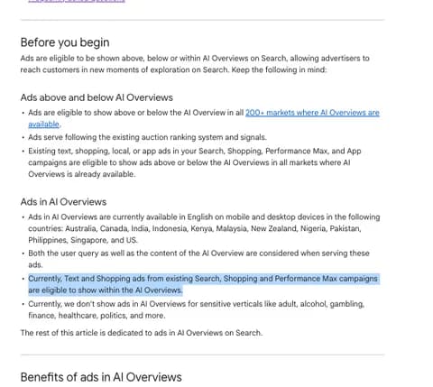 Image from the cited source for Google tests exact and phrase match Search ads in AI Mode