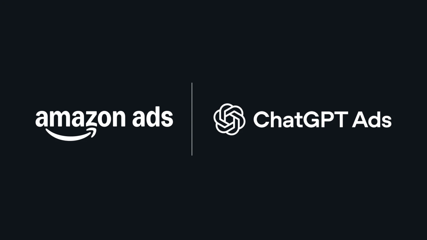 Amazon Ads and ChatGPT advertising announcement illustration.