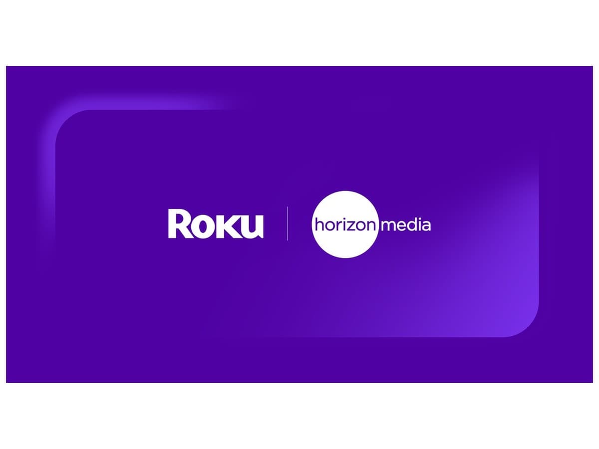 Roku and Horizon Media names on a purple partnership graphic.