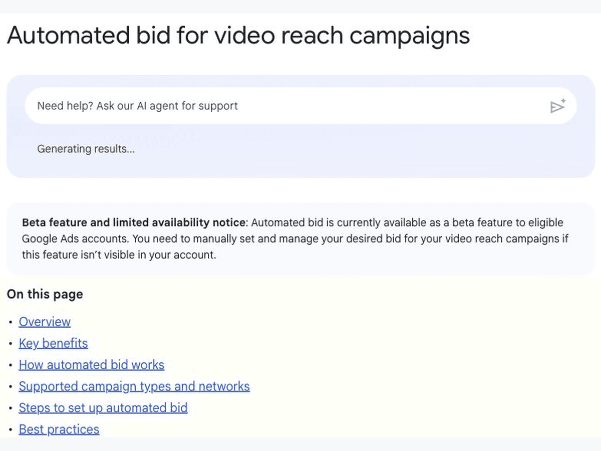 Automated bid for video reach campaigns
