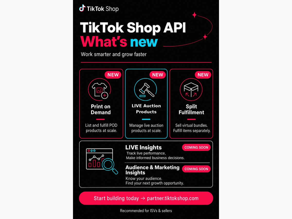 TikTok Shop API fulfilment, auctions and virtual bundles