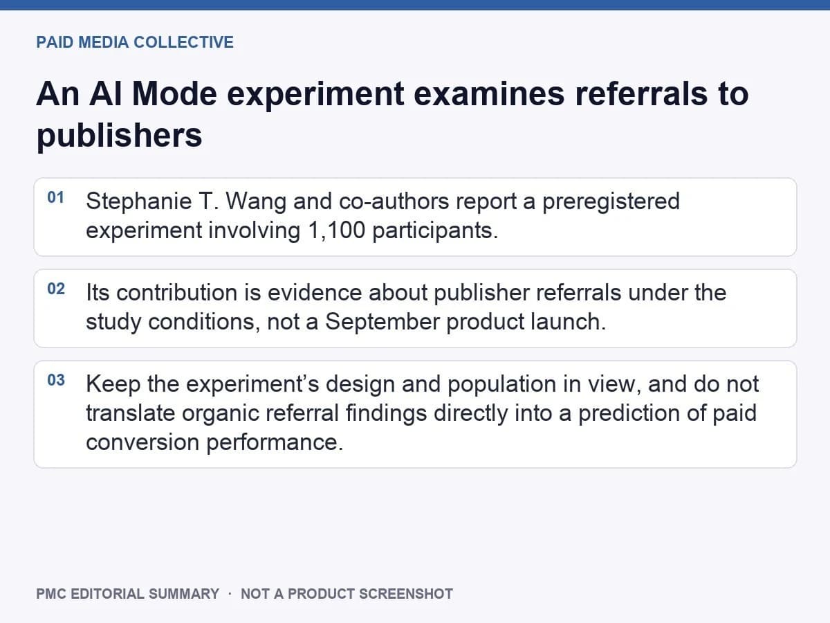 PMC editorial summary: An AI Mode experiment examines referrals to publishers