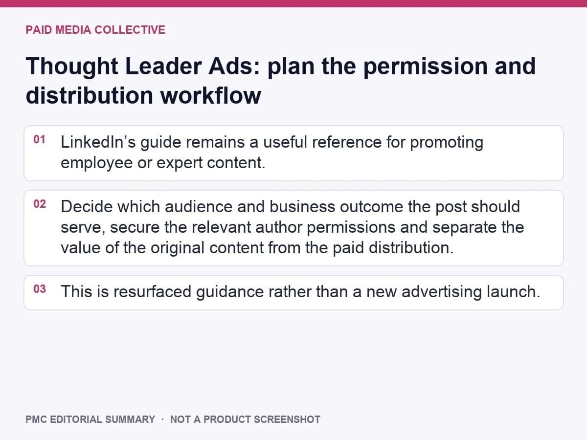 PMC editorial summary: Thought Leader Ads: plan the permission and distribution workflow