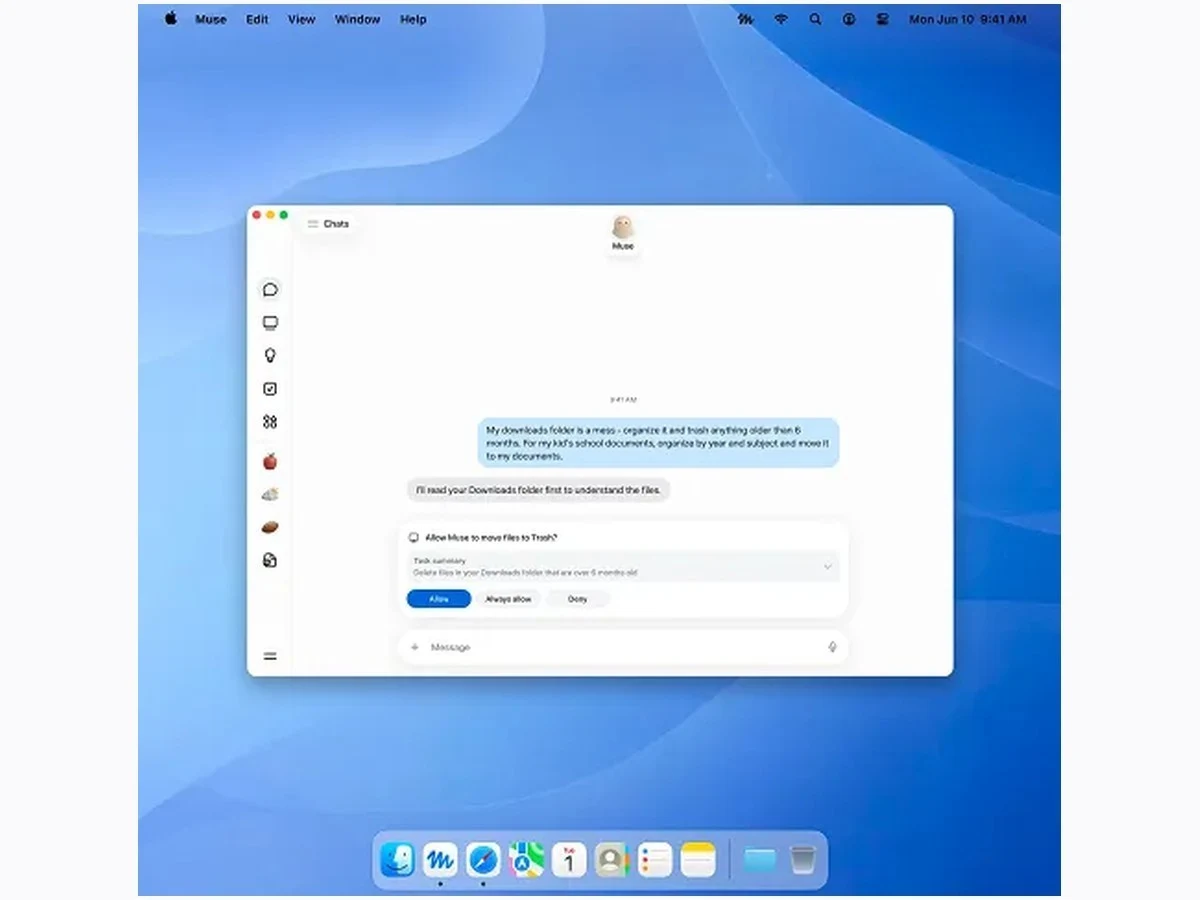 Muse desktop workflow and connector interface on a Mac