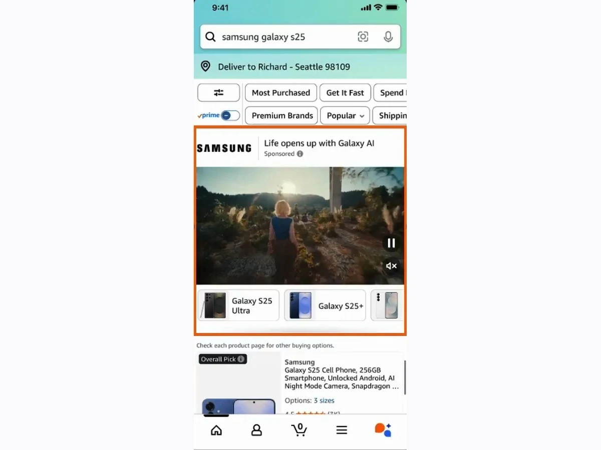 Mobile Amazon search result illustrating a Sponsored Brands placement