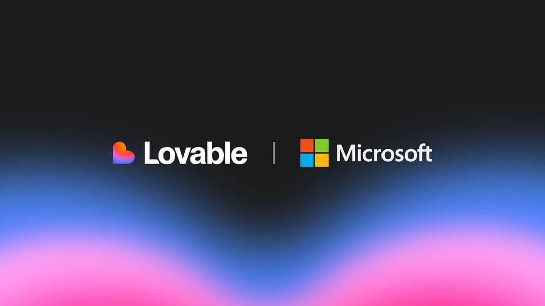 Lovable and Microsoft logos on the official partnership announcement artwork