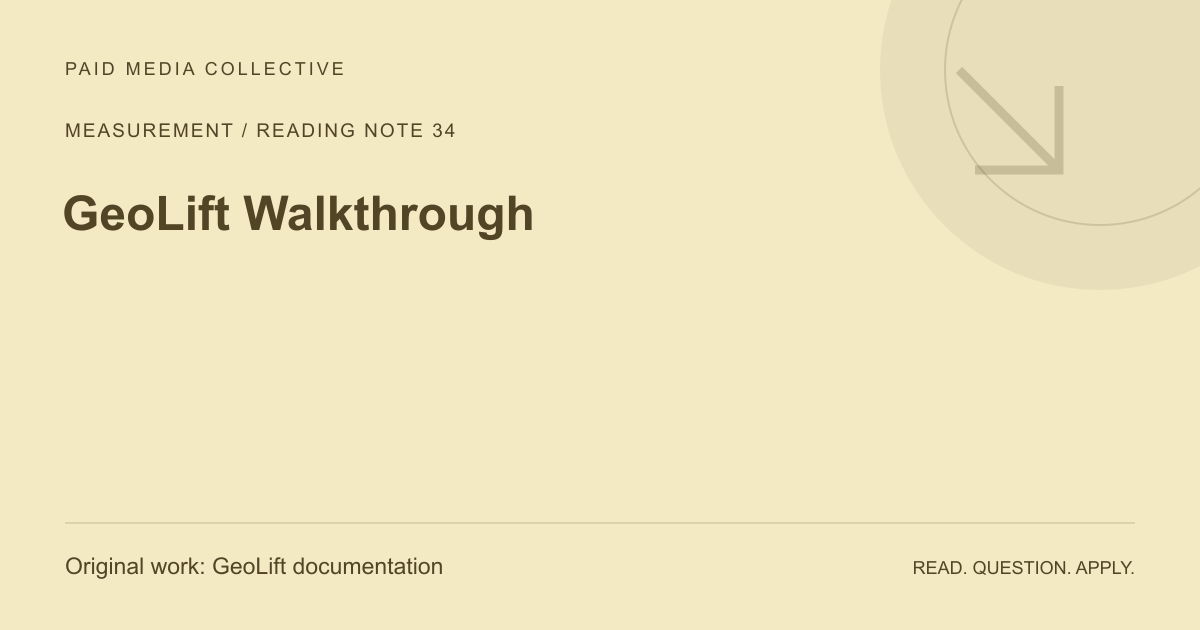 Paid Media Collective reference artwork: GeoLift Walkthrough. Original source: GeoLift documentation.