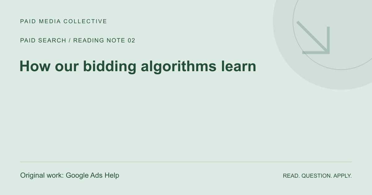 Paid Media Collective reference artwork: How our bidding algorithms learn. Original source: Google Ads Help.