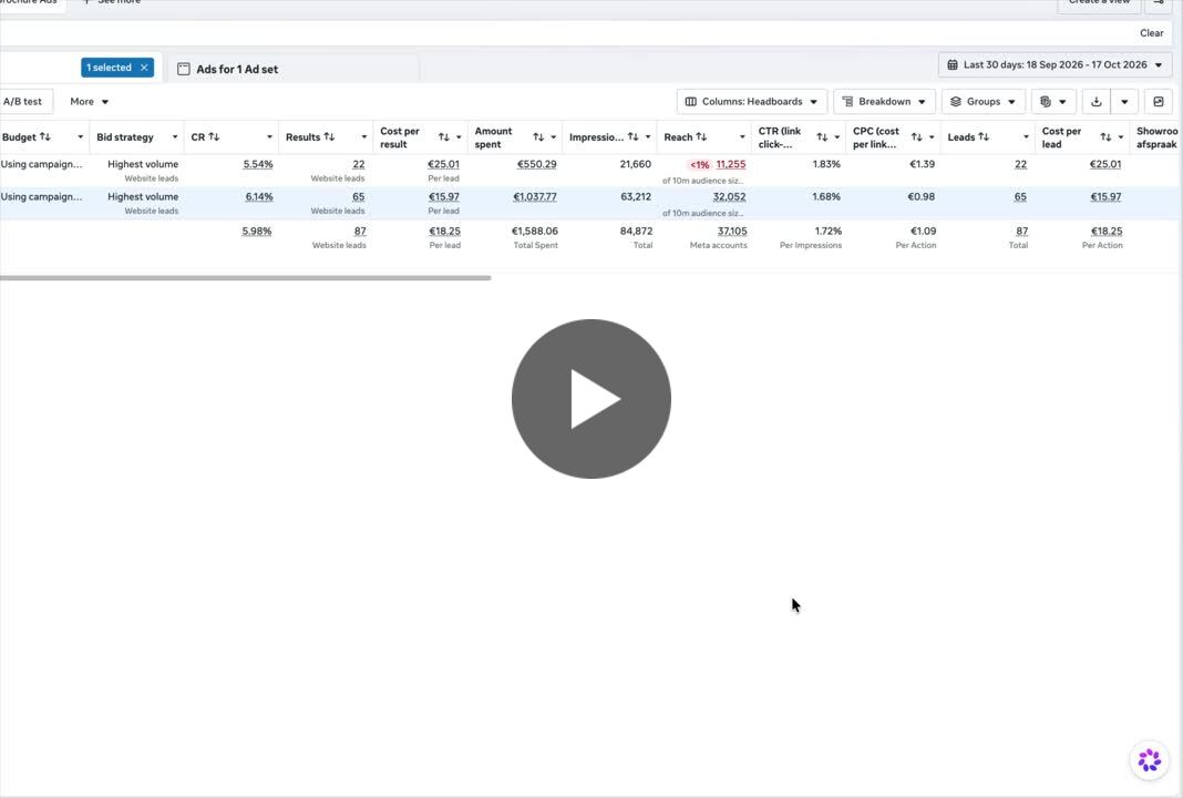 Video preview shared by Petri van Gaalen for his Meta Audience Overview account observation.