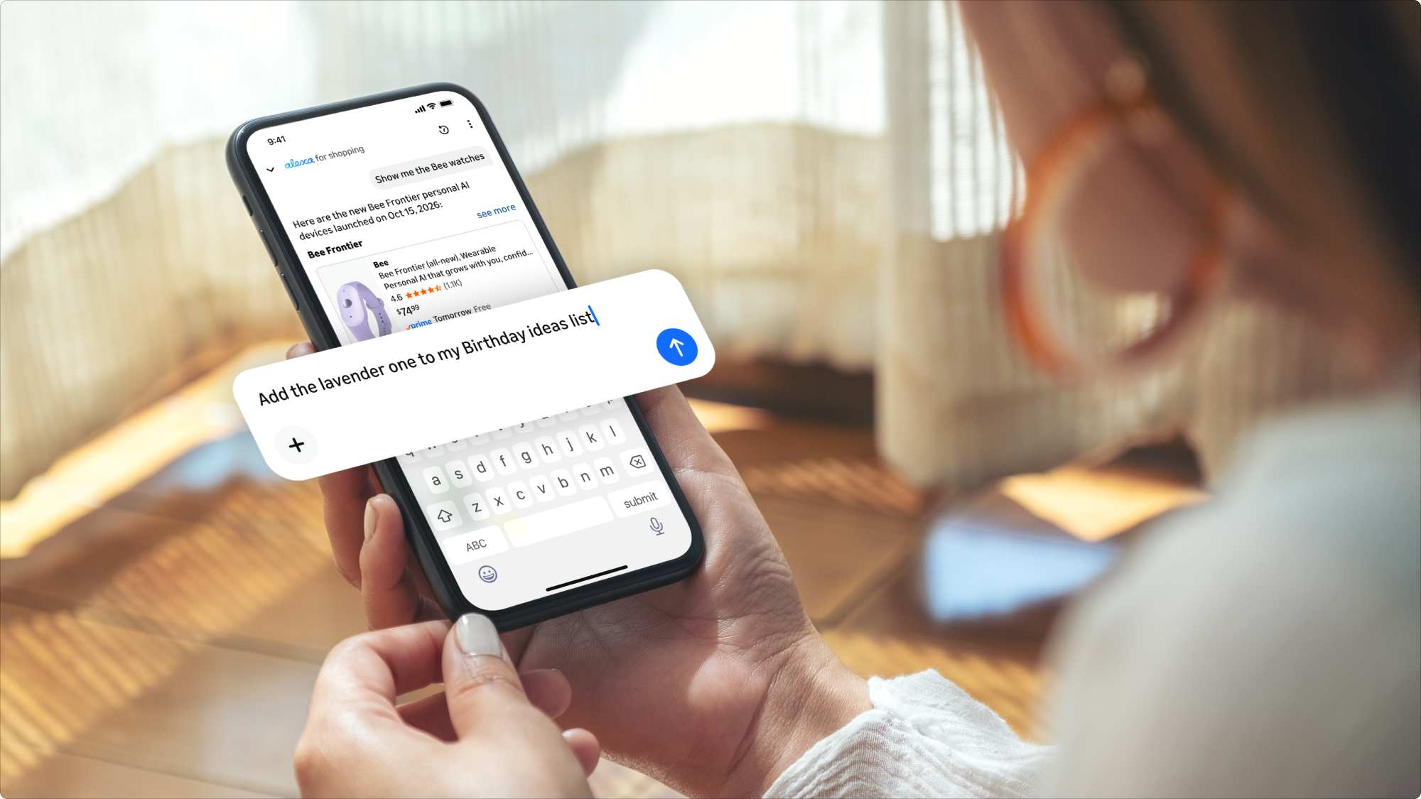 Amazon illustration of adding a product to a shopping list with Alexa