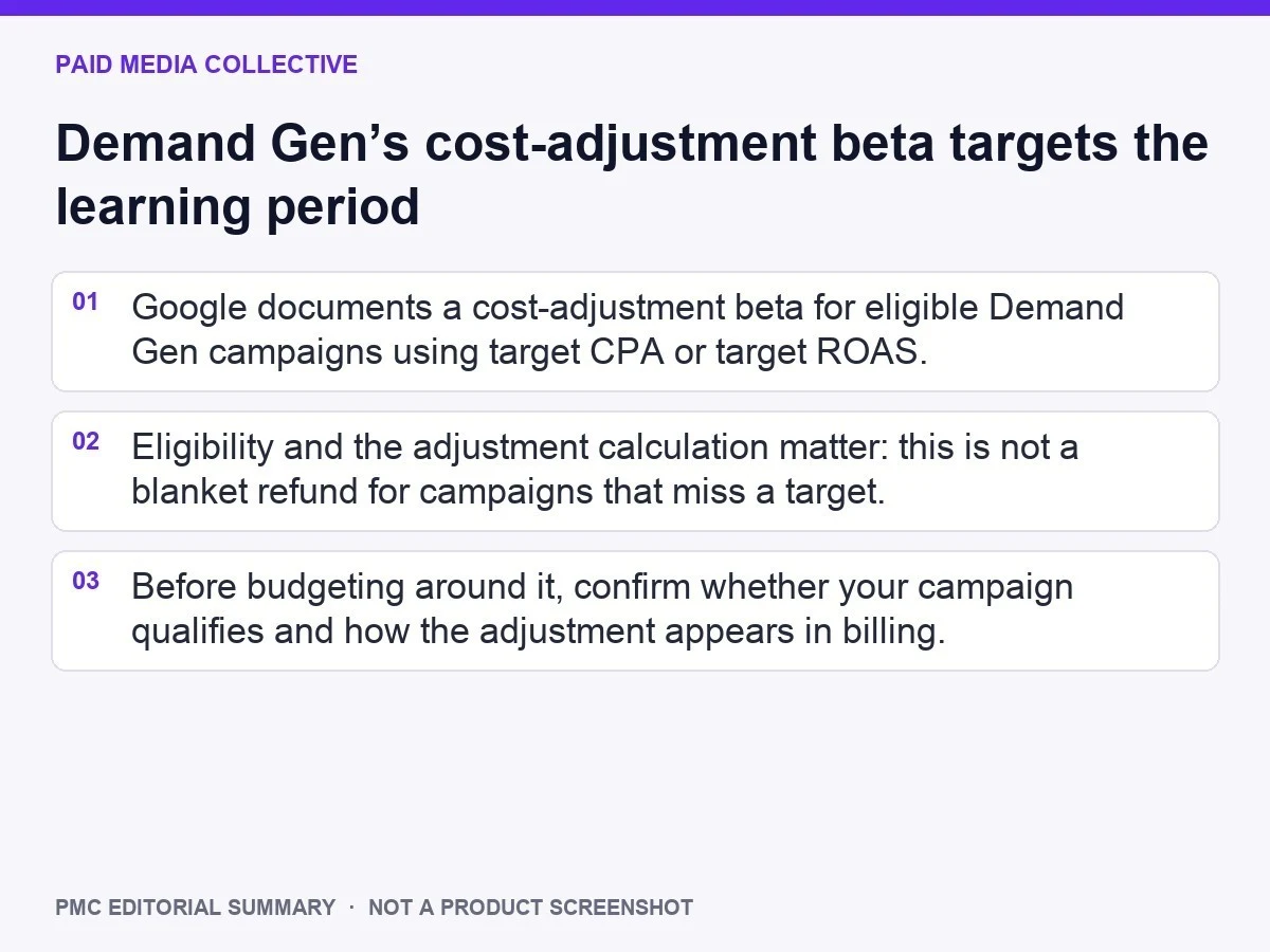 PMC editorial summary: Demand Gen’s cost-adjustment beta targets the learning period