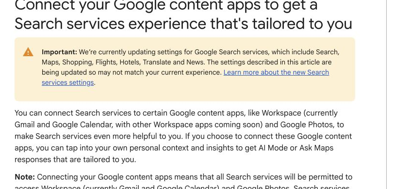 Google is testing ads in AI Mode for people who connect their apps. Source visual from the published Week 43 newsletter.