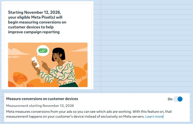 Meta introduces on-device conversion matching with a staged November rollout. Source image from the published Week 43 newsletter.