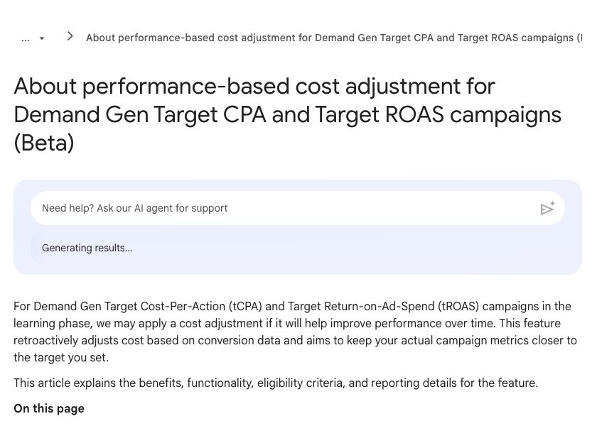 English Google Ads Help excerpt checked 18 October. The UK-English version still stated three weeks.